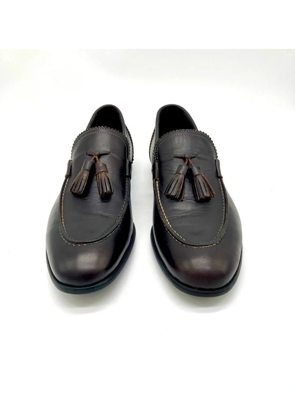 Bruno Magli Berna Men’s Brown Leather Tassel Loafers Size 8 Made in Italy